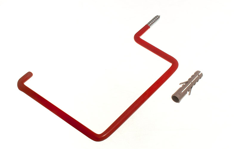 Product Image 10 X Red Plastic Coated Screw In Wall Hooks Utility Hanger