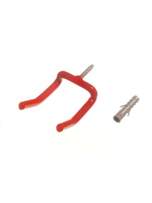 Red Plastic Coated Screw In Universal Utility Hooks With Wall Plug