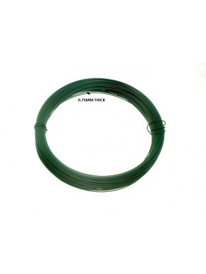 Roll Of Garden / Fence Wire Green Plastic Coated 1.2 mm X 30 Metres