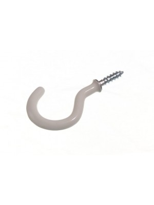 SHOULDERED WHITE PLASTIC COATED SCREW IN CUP HANGER HOOKS 32MM 1 1/4 "