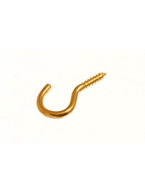 Unshouldered Screw In Cup Hanger Hooks 25mm EB Brass Plated Steel