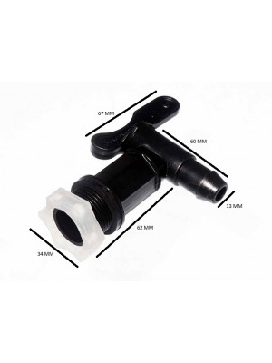 Water Butt Tap With Nut Push Fit Black Plastic