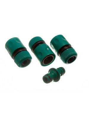 Set Of Garden Hose Fittings 3 X Quick Fix Connectors And 1 Of M-M Joiner