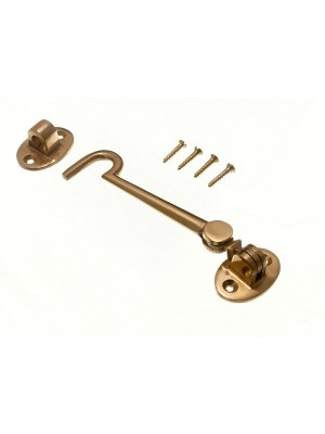 Cabin Hook And Eye Door Stay Silent Type Polished Brass 5 Inch