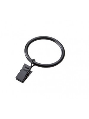 Curtain Rod Rings Black With Pincer Clip Internal Diameter 30mm