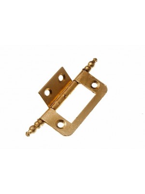 Pair Of Cabinet Door Flush Hinges + Finials EB Brass Plated Steel 50mm