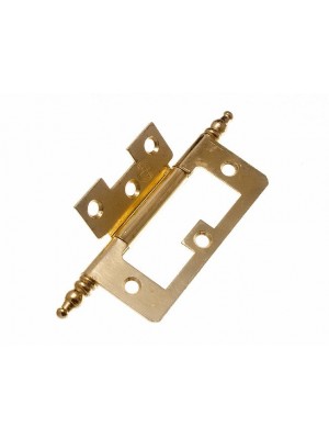 Pair Of Cabinet Door Flush Hinges + Finials EB Brass Plated Steel 75mm