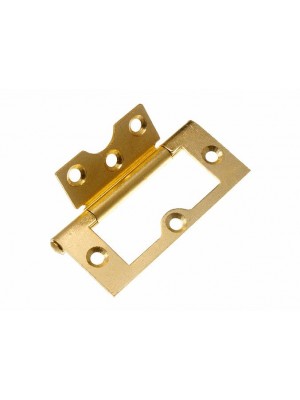 Pair Of Cabinet Door Flush Hinges EB Brass Plated Steel 75mm ( 3 Inch )