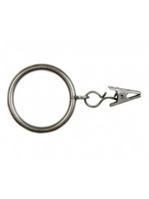 Curtain Rod Rings Matt Chrome With Pincer Clip Internal Diameter 40mm