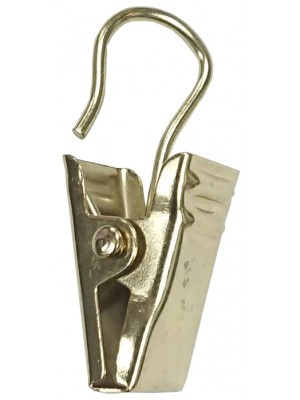 Rod Ring Curtain Drape Sprung Clips & Hook EB Brass Plated Steel