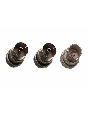 Pack Of 3 Coaxial Aerial Cable Connectors 2 X Female 1 X Male