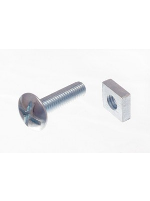 Roofing Bolts & Square Nuts ZP Zinc Plated M6 X 25