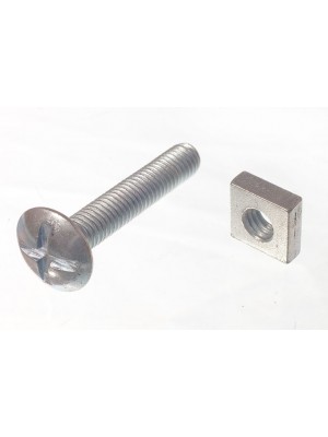 Roofing Bolts & Square Nuts ZP Zinc Plated M6 X 35