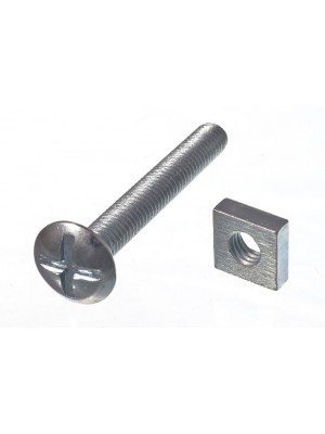 Roofing Bolts & Square Nuts ZP Zinc Plated M6 X 45