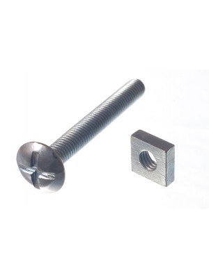 Roofing Bolts & Square Nuts ZP Zinc Plated M6 X 50
