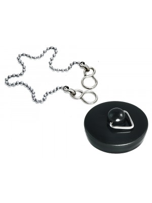 Basin Sink Bath Plug Black Plastic 1 1/2 " 38mm And 12 " Chain