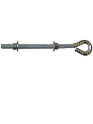 Unwelded Steel Eye Bolt 250mm 10 Inch X 3/8 Inch With 2 Nuts & 2 Washers