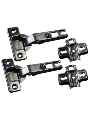 2 x CLIP ON CONCEALED DOOR HINGES 165 degree WITH FIXING SCREWS BZP