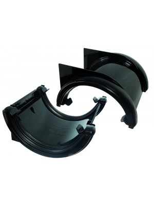 Half Round Union Bracket Downpipe Support Bracket Black 112mm
