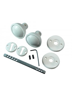 White Plastic Mortice Door Knob Set With Fixings And Spindle 