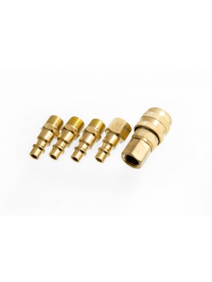 Solid Brass Air Line Tools Quick Coupler 5 Piece Set