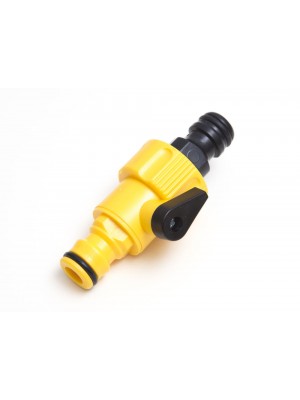 Quick Fix Hose In Line Connector 2 Male Outlets + Shut Off Valve