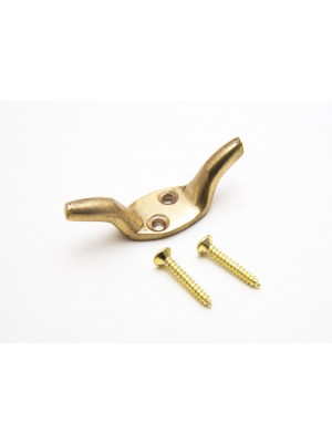 Cleat Hook Curtain Tie Back Hold Back 2 " + Screws Brass Cord Tidy