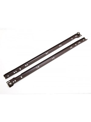 Pair Of Metal Drawer Runners Self Closing Bottom Fix Brown 500mm