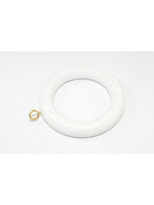 Curtain Rod /Rail Ring With Screw Eye Wooden White Id 40mm