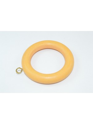 Light Brown Wooden Curtain Drape Rod Pole Rings + Screw Eye Id 45mm