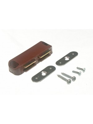Magnetic Cupboard Catch Double Brown + Keeper Plate + Fixing Screws