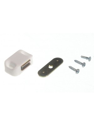 Magnetic Cupboard Catch Mini White + Keeper Plate + Fixing Screws