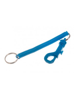 BLUE PLASTIC SPIRAL RECOILING KEY RINGS