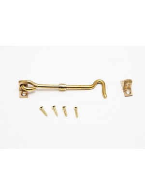 Solid Polished Brass Gate Hook And Eye + Fixing Screws 4 Inch 100mm 