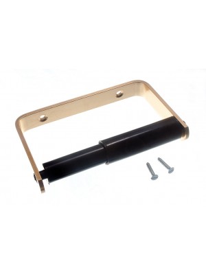 Brass Plated EB Aluminium Toilet Roll Holder Black Roller + Screws