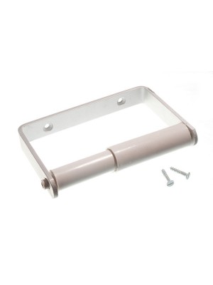 Aluminium Toilet Roll Holder With White Sprung Roller + Screws