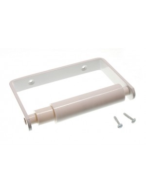 White Metal Toilet Roll Holder With Black Sprung Roller + Screws