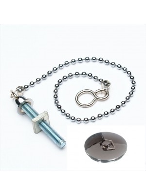 Basin Sink Bath Ball Chain & Stay Set 450mm With 45mm Plug Chrome
