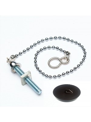 Basin Chrome Bath Ball Chain & Stay Set 450mm And 45mm Black Plug