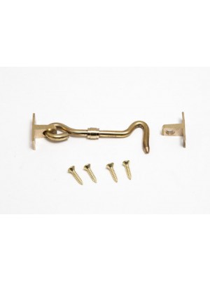 Solid Polished Brass Gate Hook And Eye With Screws 3 Inch 75mm 
