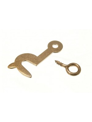 Side Hook 25mm Right Hand Brass Plated Steel With Eye