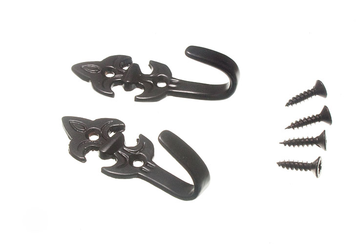 Product Image 8 Pairs Of Curtain Tie Hold Backs Fleur De Lys Black Metal 55 X 20 X 25mm